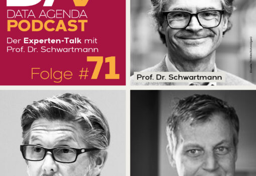 Cover der 71. Folge des Data Agenda Podcasts mit Prof. Dr. Schwartmann, Tobias Keber und Jörg Schieb