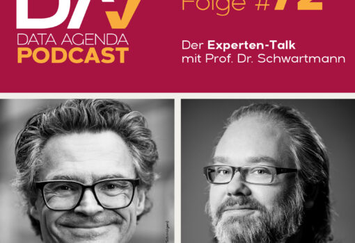 Podcastfolge 72 des Data Agenda Podcasts mit Prof. Dr. Schwartmann und Jörg Heidrich im Experten-Talk, Portraits beider Teilnehmer