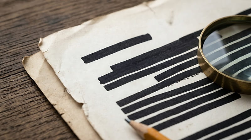 Testament mit geschwärzten Zeilen