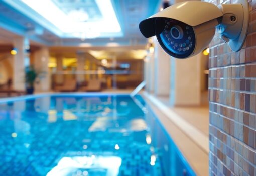 Hotelpoolbereich mit Videoüberwachung