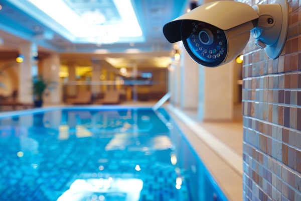 Hotelpoolbereich mit Videoüberwachung